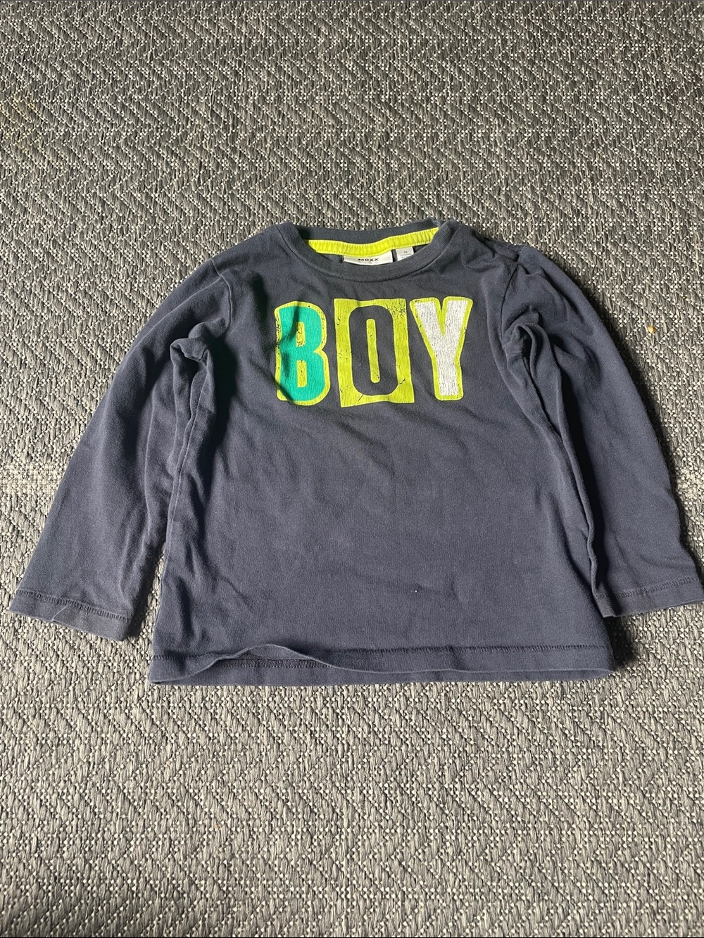 Mexx Navy Long Sleeve Tee with Lime & Teal "BOY" Graphic